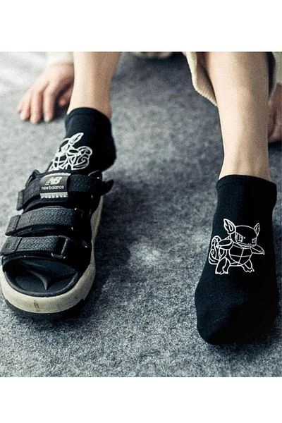 socksbox Чорапи с шарени черни ботуши с герои от 5 части Pokemon/Премиум качество/36-43