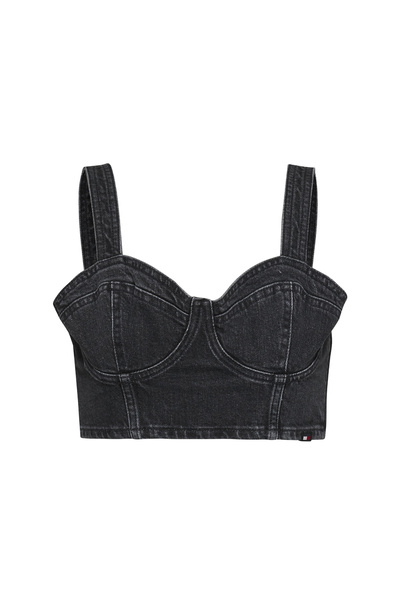 Tommy Jeans V Yaka Düz İndigo Kadın Atlet BUSTIER TOP AH7185