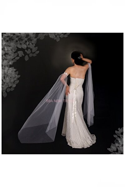 BBA TULLE STORE Rochie de mireasă cu mâneci lungi din tul cu petale Mănuși de mireasă Accesorii pentru nuntă Mâneci fără degete, nuntă fără degete