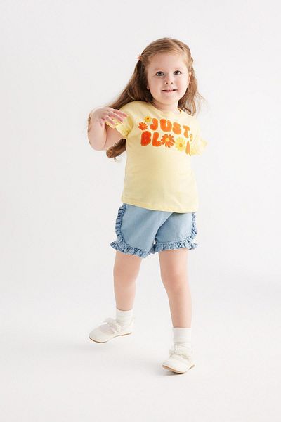 DeFacto Baby Girl Crew Neck Slogan Printed Short Sleeve T-Shirt Z9227a223sm