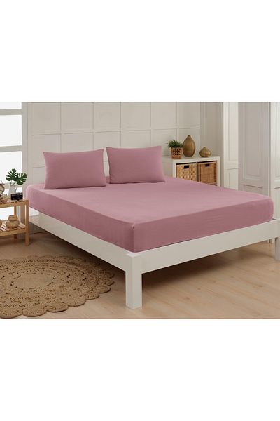 Altın Yaprak DOUBLE PERSON RUBBERED 100% COTTON COMBED BED Sheet + 2 Pillowcases (50x70 cm)
