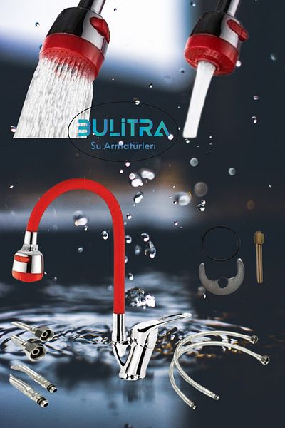 BULİTRA Su Armatürleri Red Movable 2-Function Kitchen Sink - Sprinkler Faucet