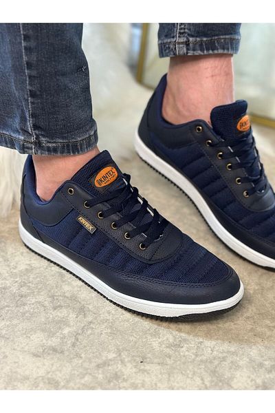 Nstil Men's Daily Breathable Comfortable Lace-Up Lightweight Sneakers Navy Blue Sports Shoes 014