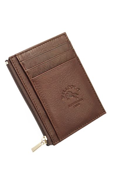 willpolo 85 Genuine Leather Zipper Compartment Women's Men's Card Holder Wallet with Coin Compartment