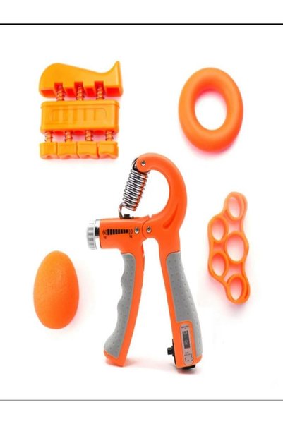 Clifton Set de 5 bucăți pentru exerciții pentru mâini, încheieturi și degete, set de aparate sportive pentru fitness (ORANGE)