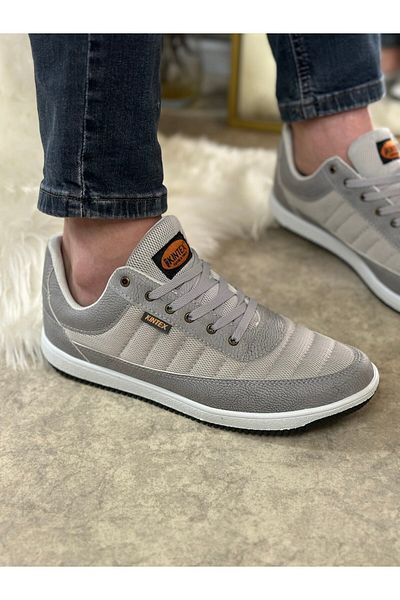 Nstil Casual Men's Ice Grey Sneakers Lace-Up Stitched Lightweight Comfortable Walking Sneakers 014