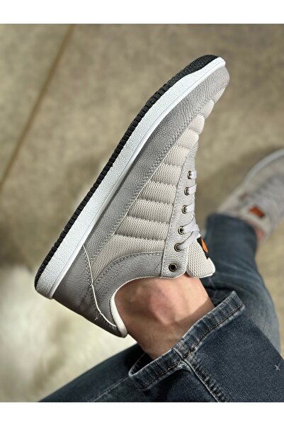 Nstil Günlük Erkek Gri Sneaker Bağcıklı Dikişli Hafif Rahat Fileli Hava Alabilen Spor Ayakkabı 013