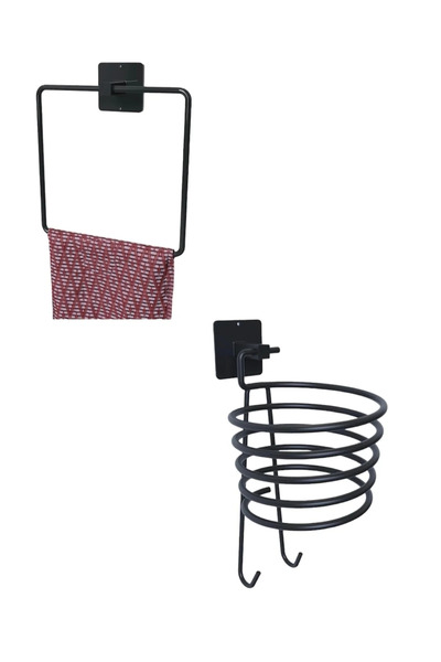 CEPHOME μαύρο μεταλλικό αυτοκόλλητο σετ 2 τετράγωνων πετσετοθήκης-φούσκα