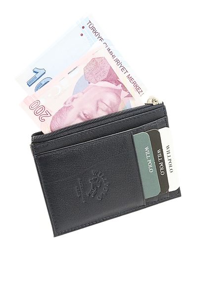 willpolo 85 Γυναικείο ανδρικό πορτοφόλι με θήκη από γνήσιο δέρμα με φερμουάρ και θήκη για κέρματα