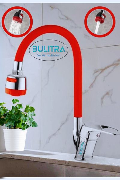 BULİTRA Su Armatürleri Red Movable 2-Function Kitchen Sink - Sprinkler Faucet