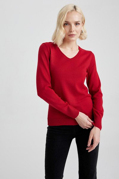 DeFacto Regular Fit V-Neck Basic Sweater F7088Az23Wn