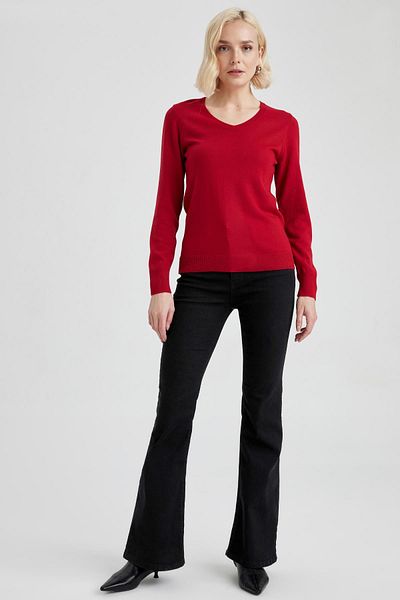 DeFacto Regular Fit V-Neck Basic Sweater F7088Az23Wn