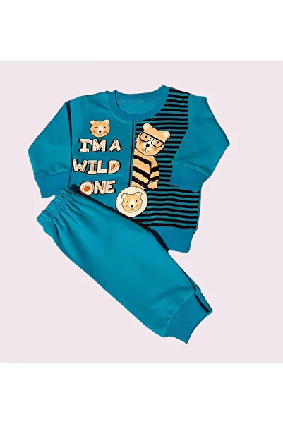 bediş baby clothes Turquoise Blue Baby Boy and Child Double Set 9/12/18/24 Months