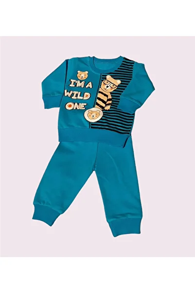 bediş baby clothes Turquoise Blue Baby Boy and Child Double Set 9/12/18/24 Months