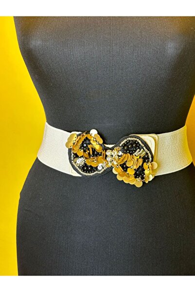 Gönülden Tasarım Жіночий ремінь з гумкою, прикрашений бісером та паєтками, ши...