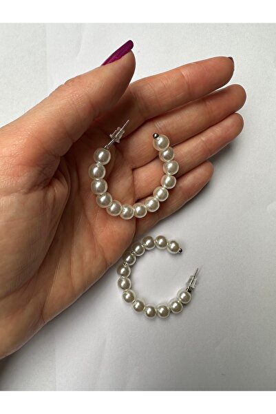 Amor Center İncili Büyük Halka Şık Zarif Küpe