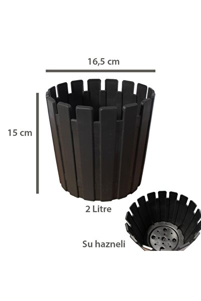 seazde POLİWORK Akasya Tasarım 2 Lt  Renkli Akıllı Saksı ANTRASİT