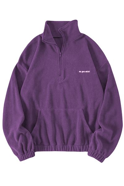GHASSY CO. Ghassy Co. Women's Kangaroo Pocket Zippered Fleece Sweatshirt