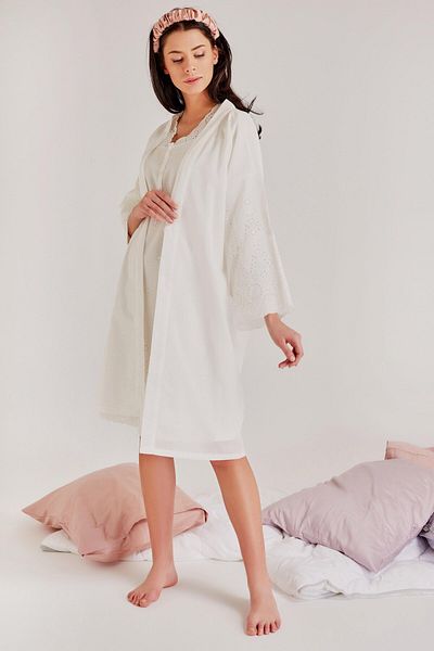 Magic Form Embroidered Short Women's Nightgown Dressing Gown Set - 36110