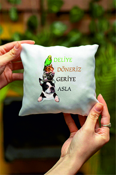 Teknograf Deliye Döneriz Geriye Asla Tasarımlı Dekoratif Mini Yastık
