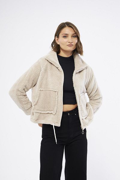 Ceylen Women's Zippered Short Plush Coat