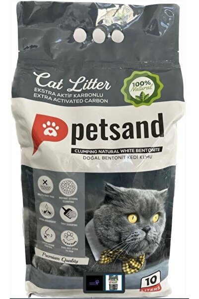 PETSAND Aktif Karbonlu Topaklaşan Bentonit Kedi Kumu 10 L