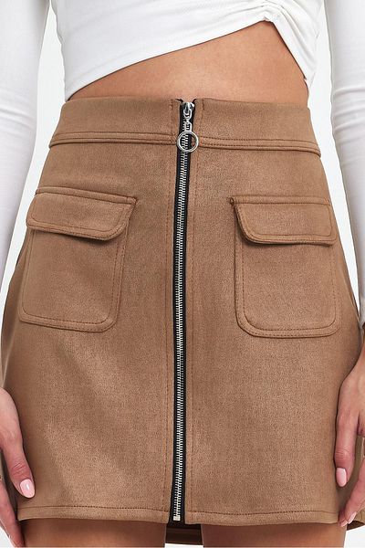 Ceylen Λεπτομέρεια τσέπης Suede φούστα