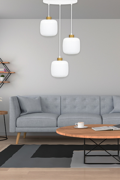 MINIMAL ETICARET VE BILGI TEKNOLOJILERI İntense White Gold Plafonyer Cam Avize