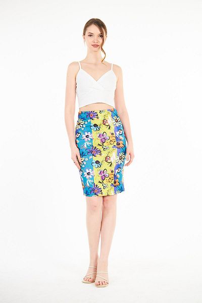 Ceylen Patterned Pencil Skirt