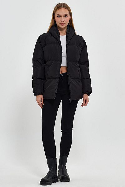 Ceylen γυναικείο Μαύρο Παλτό Oversize με κουκούλα