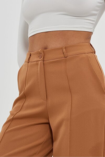 Ceylen Finike Kumaş Nervürlü Bol Paçalı Palazzo Pantolon