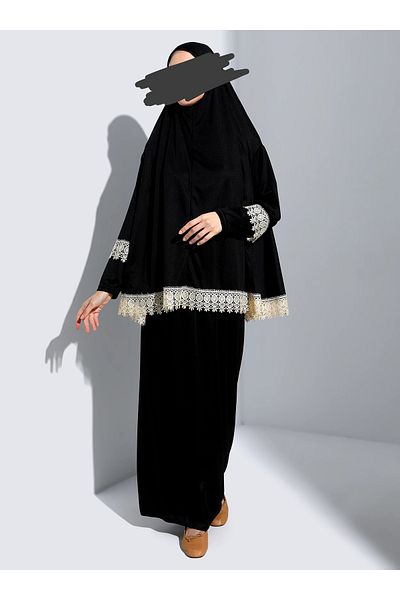dua' is Lace Two Pieces Prayer Dress Black