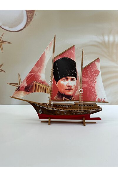 AYHAN KOTRA Atatürk Ve Anıtkabir Baskılı Bez Yelkenli, Ahşap Maket Gemi Model Ev, Ofis Hediye Ve Aksesuar
