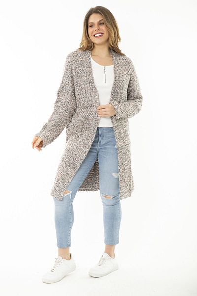 Şans Women's Large Size Lilac Thick Knitwear Cardigan 65N37170