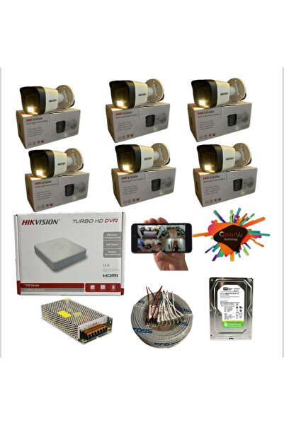 Hikvision 8 kanal Gece Renkli 6 kamerali 1TB 7x24 Hdd