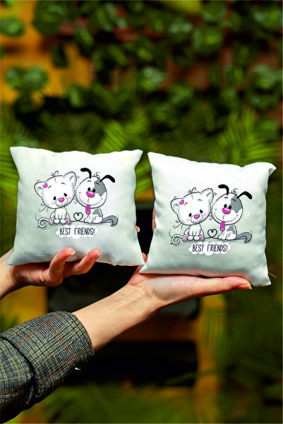 Teknograf Best Frıends Tasarımlı 2'li Mini Dekoratif Yastık