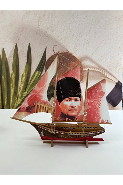 AYHAN KOTRA Atatürk Ve Anıtkabir Baskılı Bez Yelkenli, Ahşap Maket Gemi Model Ev, Ofis Hediye Ve Aksesuar