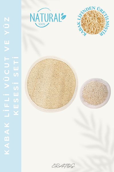 Kesecim Natural Pumpkin Fiber Genuine Body and Face Scrub Set