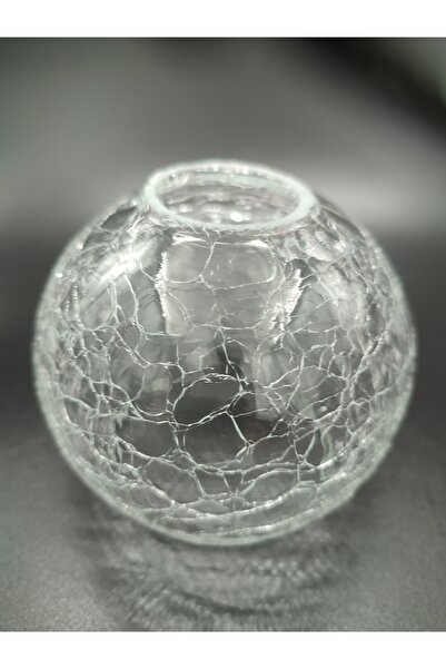 KUĞULU Küçük Avize Camı, Yuvarlak, Şeffaf ,çatlatılmış Desenli (E.14) (ÇAP: 1...