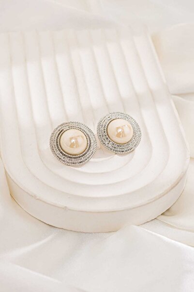 MRK Kadın İncili Parlak Daire Küpe