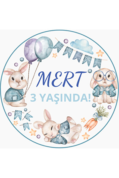 YAPIŞKAN STORE Bebek Çocuk Doğumgünü Yapışkanlı Etiket - Mat Beyaz Kağıt Üzerine 4x4 Cm - 24 Adet