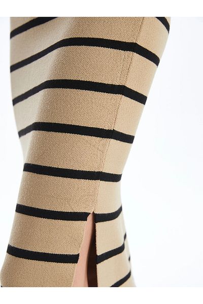 LC Waikiki Γυναικεία πλεκτή φούστα LCW Vision Elastic Waist ριγέ