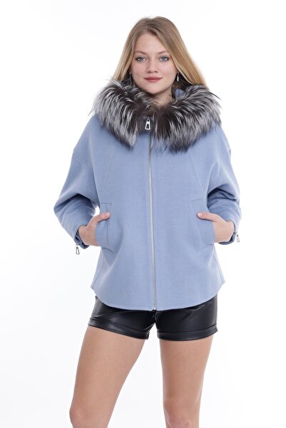 SAMUEL RHAWİ Lüks Yaka Ve Kapşonu Kürklü Kumaş Kaban