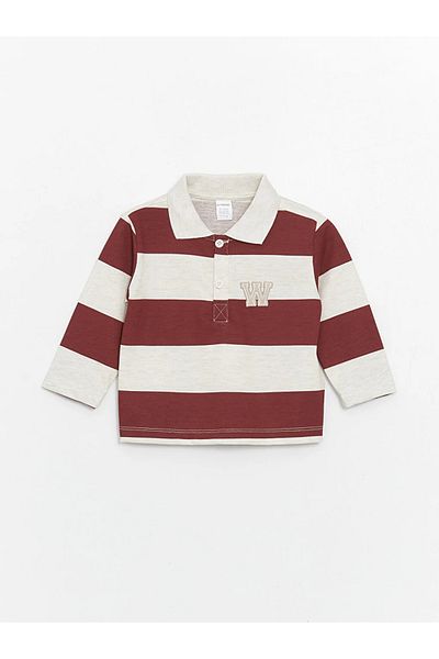 LC Waikiki LCW baby Polo Collar Long Sleeve Baby Boy T-shirt and Pants 2 Pieces Set