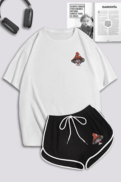 macklin Γυναικείο μπλουζάκι με στάμπα για κορίτσια με μανιτάρια και μίνι σορτ...