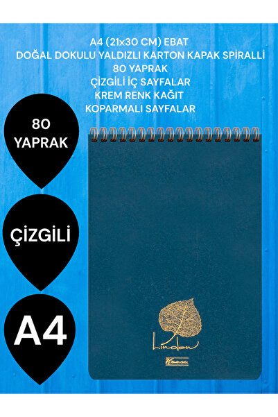 SEYFİKİRTASİYE Лінійкований формат А4 (21x30 см) 80 аркушів, картонна обклади...