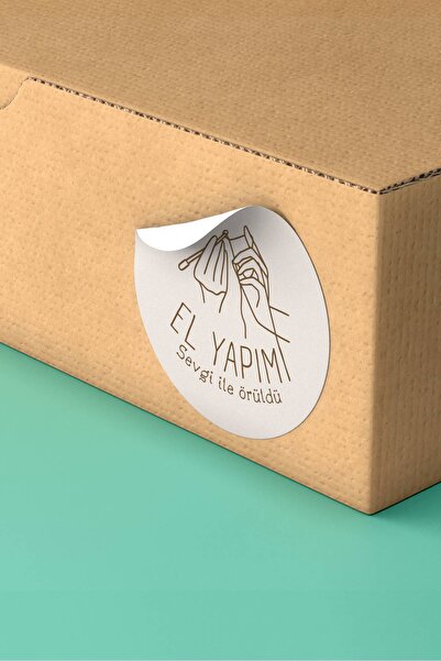 Basic Sense El Yapımı Sevgi ile Örüldü Yazılı Kargo Paketleme Etiket Sticker - 3x3cm 90 Adet - ST2286