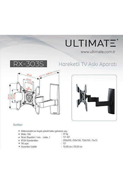 ULTIMATE Rx-303-s 15''- 40'' Hareketli Tv Askı Aparatı