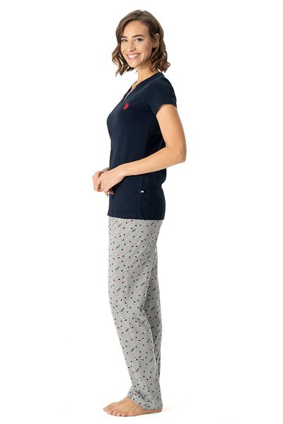 U.S. Polo Assn. US Polo AssnSet de pijamale pentru femei, cu decolteu în V, cu mâneci scurte