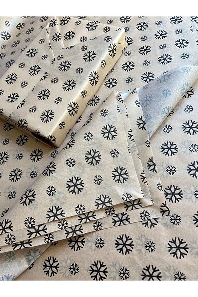 t tuğset etiket Snowflake Patterned Pelur Paper, New Year's Gift Wrap, Pelur Paper, New Year Packaging 100 Pieces